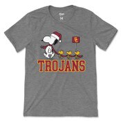 USC Trojans Gray Peanuts Holiday Snoppy w/ Scarf T-Shirt